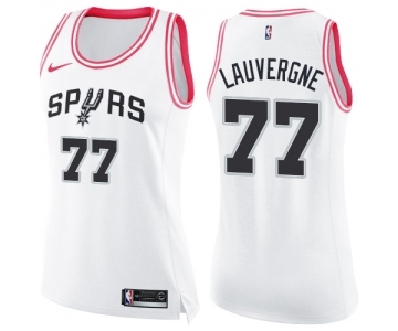 Women's Nike San Antonio Spurs #77 Joffrey Lauvergne Swingman White Pink Fashion NBA Jersey