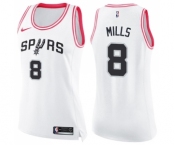 Women's Nike San Antonio Spurs #8 Patty Mills Swingman White Pink Fashion NBA Jersey