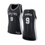 Women's Nike San Antonio Spurs #9 Tony Parker Swingman Black Road NBA Jersey - Icon Edition