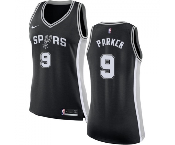 Women's Nike San Antonio Spurs #9 Tony Parker Swingman Black Road NBA Jersey - Icon Edition