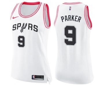 Women's Nike San Antonio Spurs #9 Tony Parker Swingman White Pink Fashion NBA Jersey