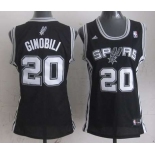 women nba san antonio spurs #20 ginobili black[revolution 30 swingman]