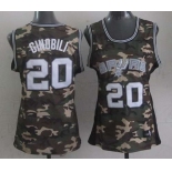 women nba san antonio spurs #20 ginobili camo