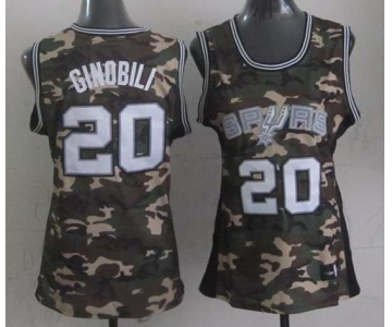 women nba san antonio spurs #20 ginobili camo