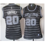 women nba san antonio spurs #20 ginobili grey[black strip]