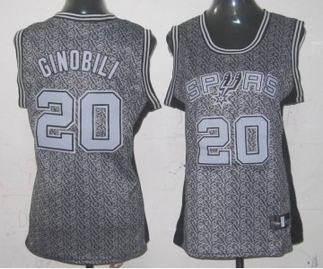 women nba san antonio spurs #20 ginobili grey[static fashion swingman]