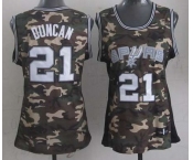 women nba san antonio spurs #21 tim duncan camo