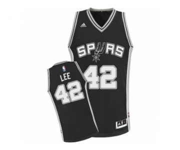 Youth Adidas San Antonio Spurs #42 David Lee Swingman Black Road NBA Jersey