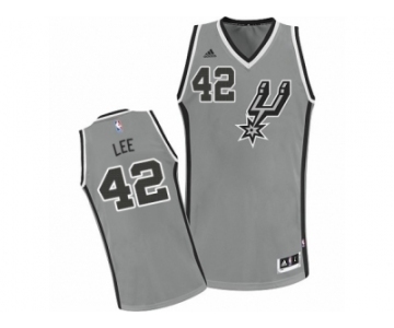 Youth Adidas San Antonio Spurs #42 David Lee Swingman Silver Grey Alternate NBA Jersey