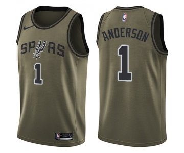 Youth Nike San Antonio Spurs #1 Kyle Anderson Swingman Green Salute to Service NBA Jersey