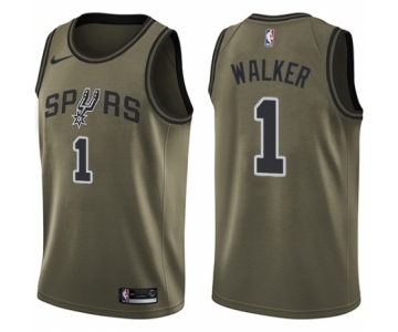 Youth Nike San Antonio Spurs #1 Lonnie Walker Swingman Green Salute to Service NBA Jersey