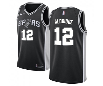 Youth Nike San Antonio Spurs #12 LaMarcus Aldridge Swingman Black Road NBA Jersey - Icon Edition