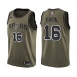 Youth Nike San Antonio Spurs #16 Pau Gasol Swingman Green Salute to Service NBA Jersey