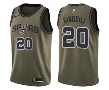 Youth Nike San Antonio Spurs #20 Manu Ginobili Swingman Green Salute to Service NBA Jersey