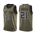 Youth Nike San Antonio Spurs #21 Tim Duncan Swingman Green Salute to Service NBA Jersey