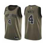 Youth Nike San Antonio Spurs #4 Derrick White Swingman Green Salute to Service NBA Jersey