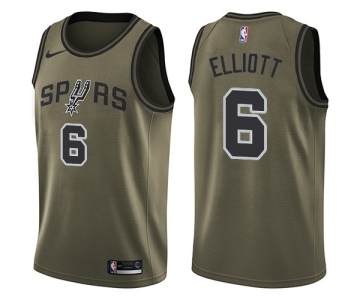 Youth Nike San Antonio Spurs #6 Sean Elliott Swingman Green Salute to Service NBA Jersey