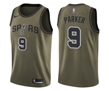 Youth Nike San Antonio Spurs #9 Tony Parker Swingman Green Salute to Service NBA Jersey