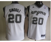 youth nba san antonio spurs #20 ginobili white[revolution 30 swingman]