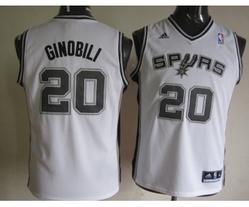 youth nba san antonio spurs #20 ginobili white[revolution 30 swingman]