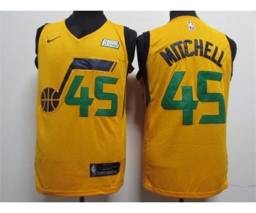 Jazz #45 Donovan Mitchell Yellow Nike Swingman Jersey