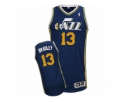 Men Adidas Utah Jazz #13 Tony Bradley Authentic Navy Blue Road NBA Jersey