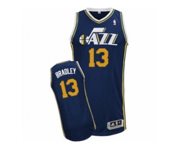 Men Adidas Utah Jazz #13 Tony Bradley Authentic Navy Blue Road NBA Jersey