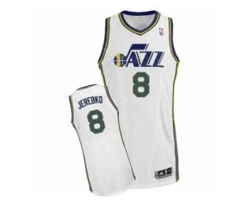 Men Adidas Utah Jazz #8 Jonas Jerebko Authentic White Home NBA Jersey