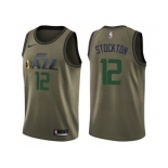 Men Nike Utah Jazz #12 John Stockton Green Salute to Service NBA Swingman Jersey