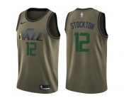 Men Nike Utah Jazz #12 John Stockton Green Salute to Service NBA Swingman Jersey