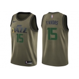 Men Nike Utah Jazz #15 Derrick Favors Green Salute to Service NBA Swingman Jersey