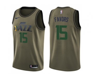 Men Nike Utah Jazz #15 Derrick Favors Green Salute to Service NBA Swingman Jersey