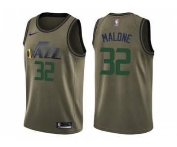 Men Nike Utah Jazz #32 Karl Malone Green Salute to Service NBA Swingman Jersey