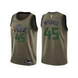 Men Nike Utah Jazz #45 Donovan Mitchell Green Salute to Service NBA Swingman Jersey