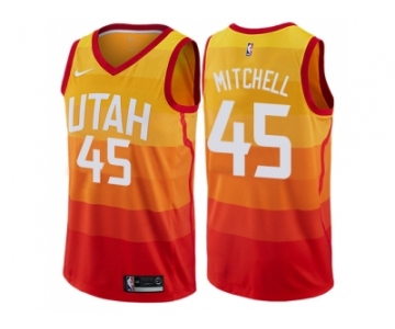 Men Nike Utah Jazz #45 Donovan Mitchell Orange NBA Swingman City Edition Jersey