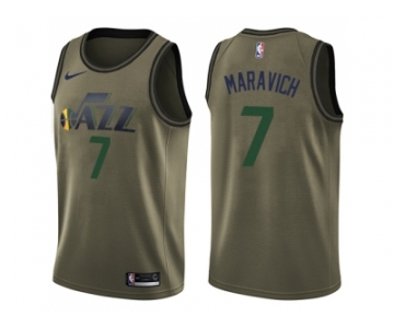 Men Nike Utah Jazz #7 Pete Maravich Green Salute to Service NBA Swingman Jersey