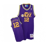 Men's Adidas Utah Jazz #12 John Stockton Authentic Purple Throwback NBA Jersey