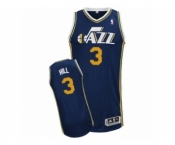 Men's Adidas Utah Jazz #3 George Hill Authentic Navy Blue Road NBA Jersey