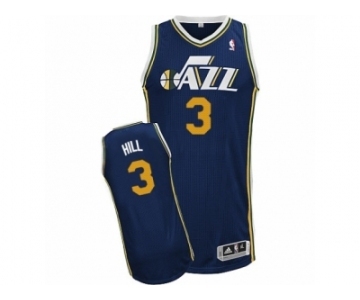 Men's Adidas Utah Jazz #3 George Hill Authentic Navy Blue Road NBA Jersey