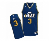 Men's Adidas Utah Jazz #3 George Hill Swingman Navy Blue Road NBA Jersey