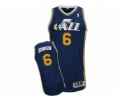 Men's Adidas Utah Jazz #6 Joe Johnson Authentic Navy Blue Road NBA Jersey