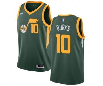 Men's Nike Utah Jazz #10 Alec Burks Green Swingman Jersey - Earned Edition