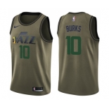 Men's Nike Utah Jazz #10 Alec Burks Swingman Green Salute to Service NBA Jersey