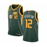 Men's Nike Utah Jazz #12 John Stockton Green Swingman Jersey - Earned Edition