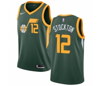 Men's Nike Utah Jazz #12 John Stockton Green Swingman Jersey - Earned Edition