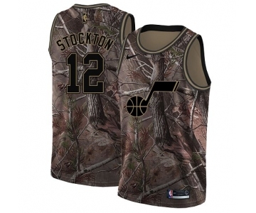 Men's Nike Utah Jazz #12 John Stockton Swingman Camo Realtree Collection NBA Jersey