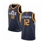 Men's Nike Utah Jazz #12 John Stockton Swingman Navy Blue Road NBA Jersey - Icon Edition