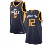 Men's Nike Utah Jazz #12 John Stockton Swingman Navy Blue Road NBA Jersey - Icon Edition