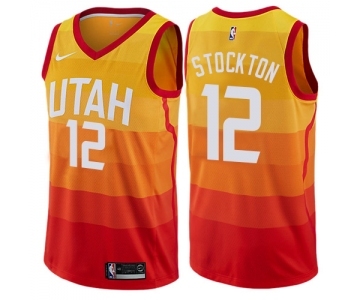 Men's Nike Utah Jazz #12 John Stockton Swingman Orange NBA Jersey - City Edition