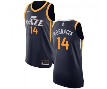 Men's Nike Utah Jazz #14 Jeff Hornacek Authentic Navy Blue Road NBA Jersey - Icon Edition